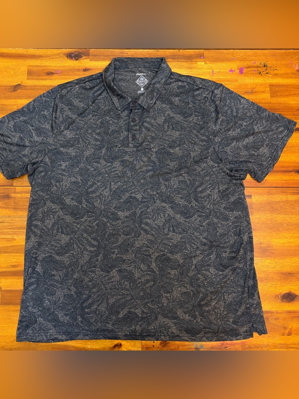Men's Flag and Anthem  madeflex Black Floral Polo Shirt size XXL